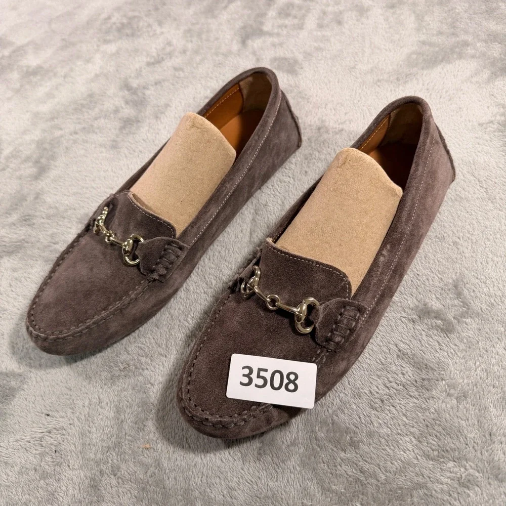 Boemos Horsebit Driving Loafers Women 41 Brown Suede Made in Italy 6050